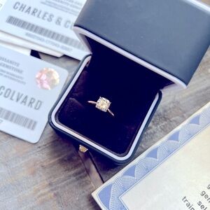 GENUINE 18k Rose Gold 2 carat cushion cut Moissanite Ring